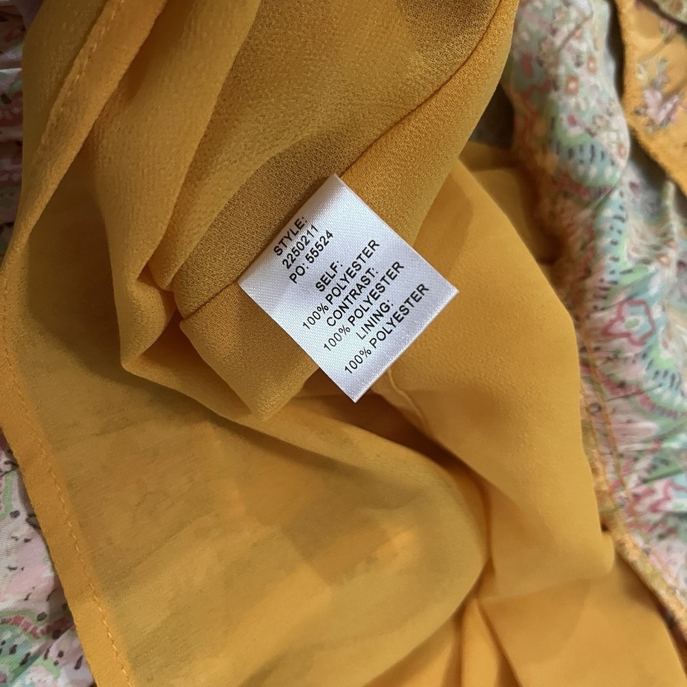 Anthropologie Current Air Skirt Women's M Yellow Smocked Floral - Picture 8 of 8